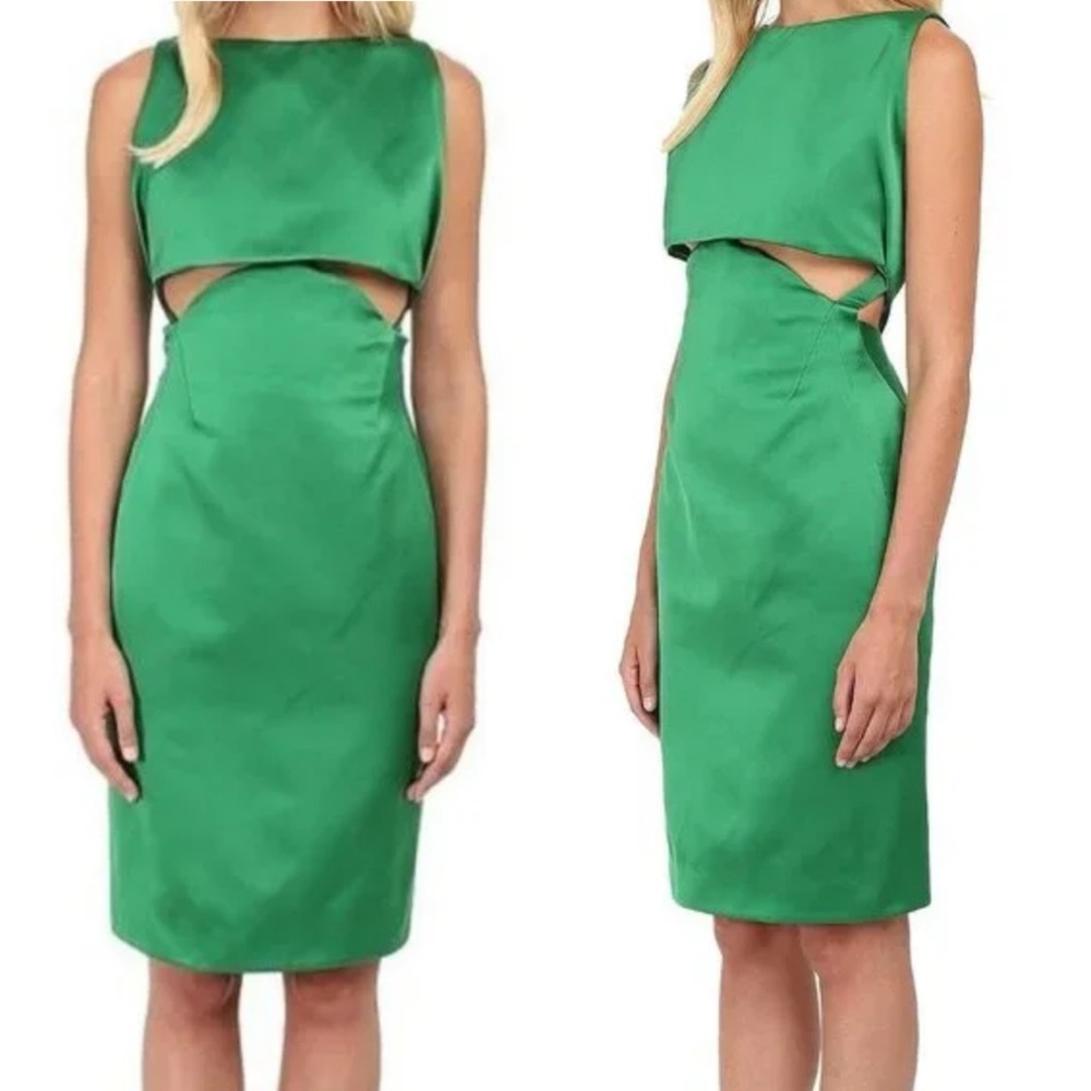 Zac Posen Silk Blend Satin Cocktail Dress Green Size 4